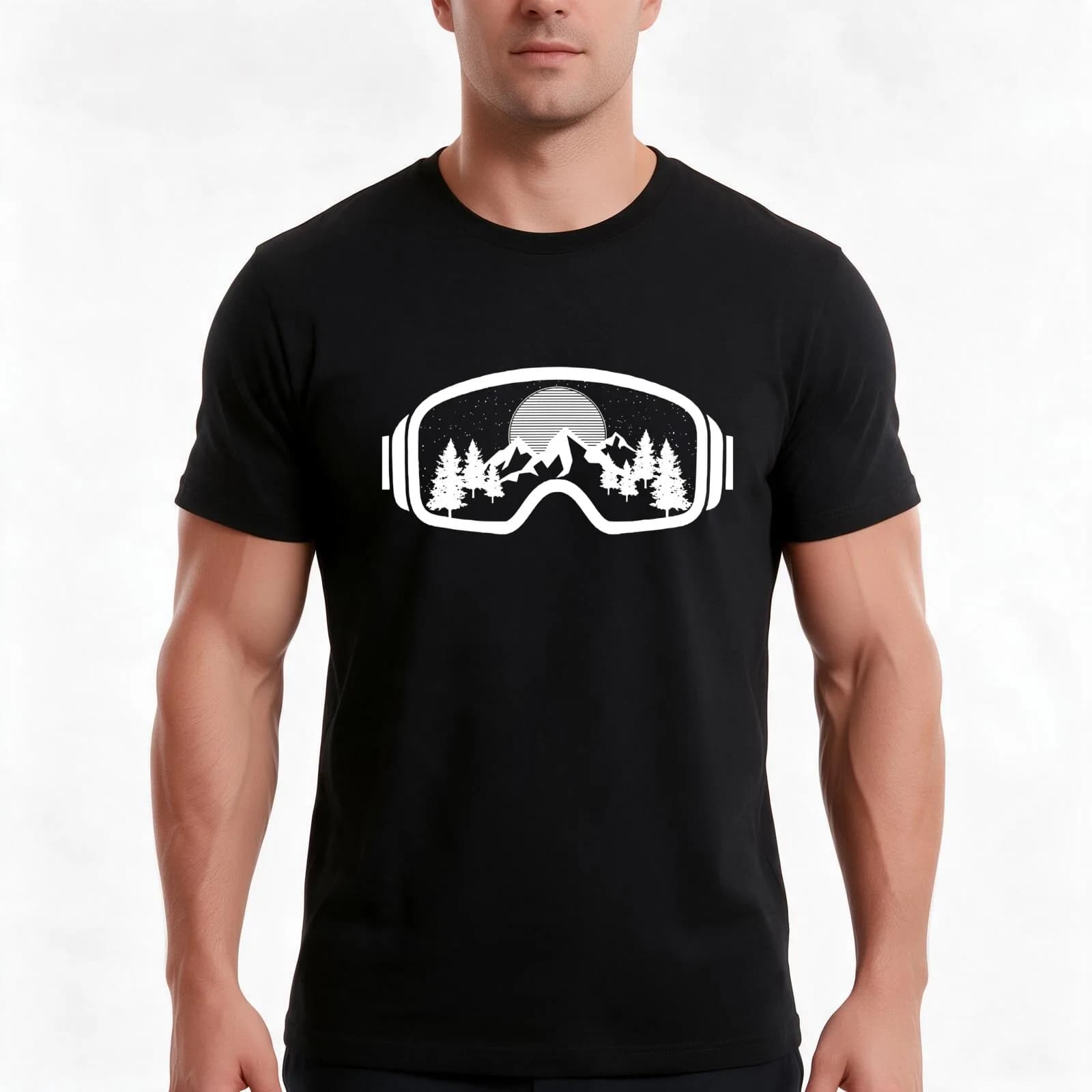 Ski Snowboard Goggles Skiing Snow Mountain Winter T-Shirt, Summer Casual Cotton Tee, Oversized Streetwear Tops, Unisex Men Women