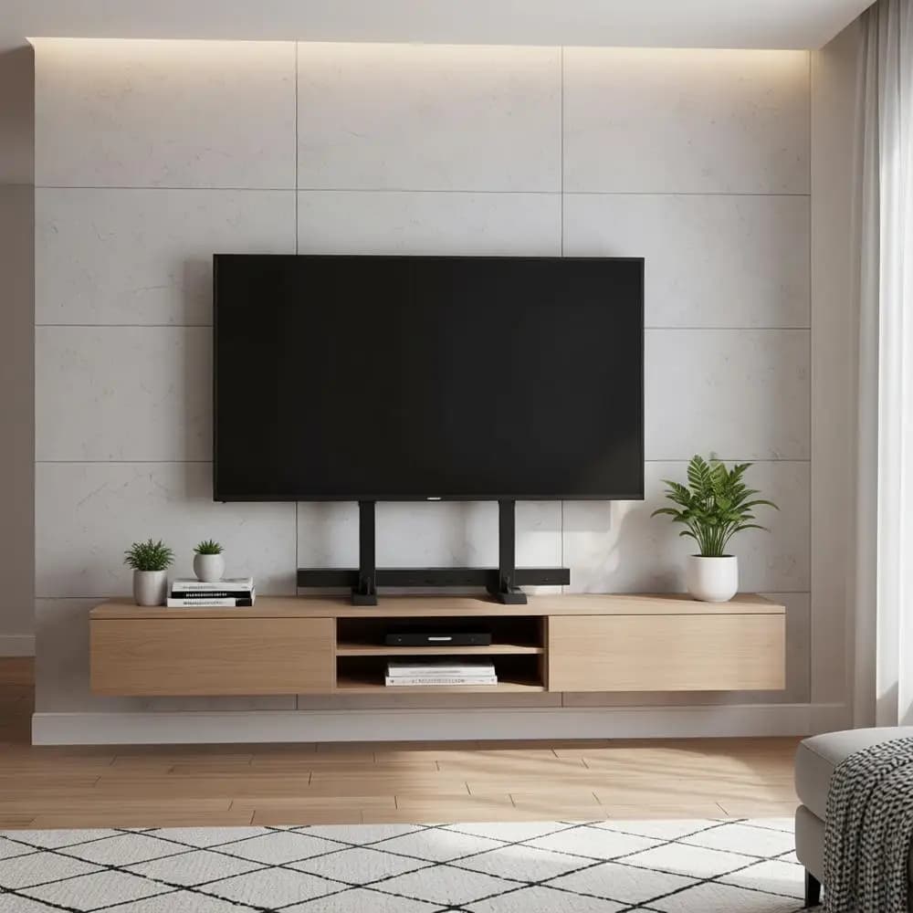Supporto TV da Tavolo Regolabile in Altezza per TV da 32-86 Pollici, Piatte/Curve, con Gestione Cavi, Capacità fino a 68 kg, Nero