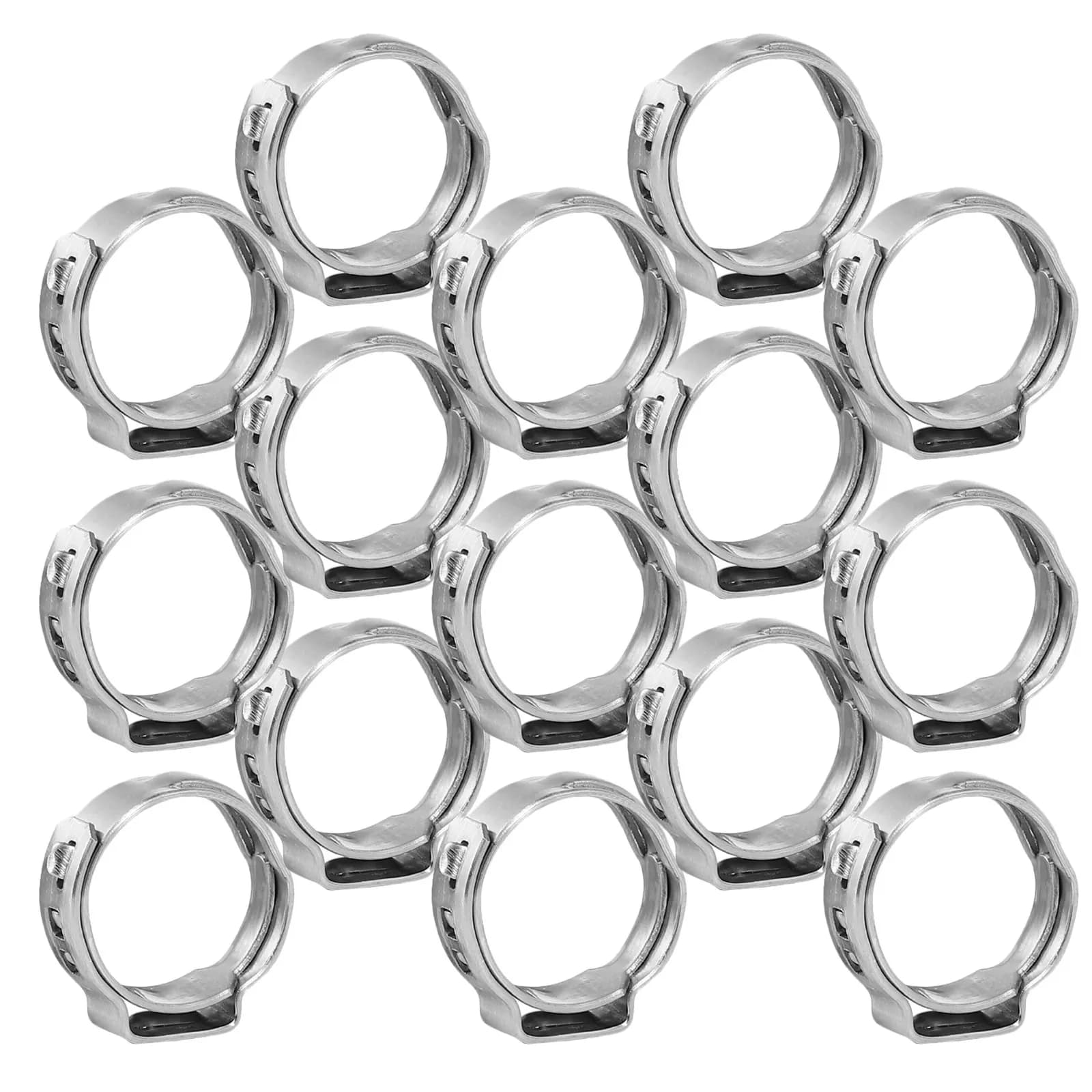 50Pcs Single Ear Hose Clamps Stainless Steel Adjustable Cinch Rings 17.8-21Mm Hose Clamp Spring Clip Fasteners Garden Pipe