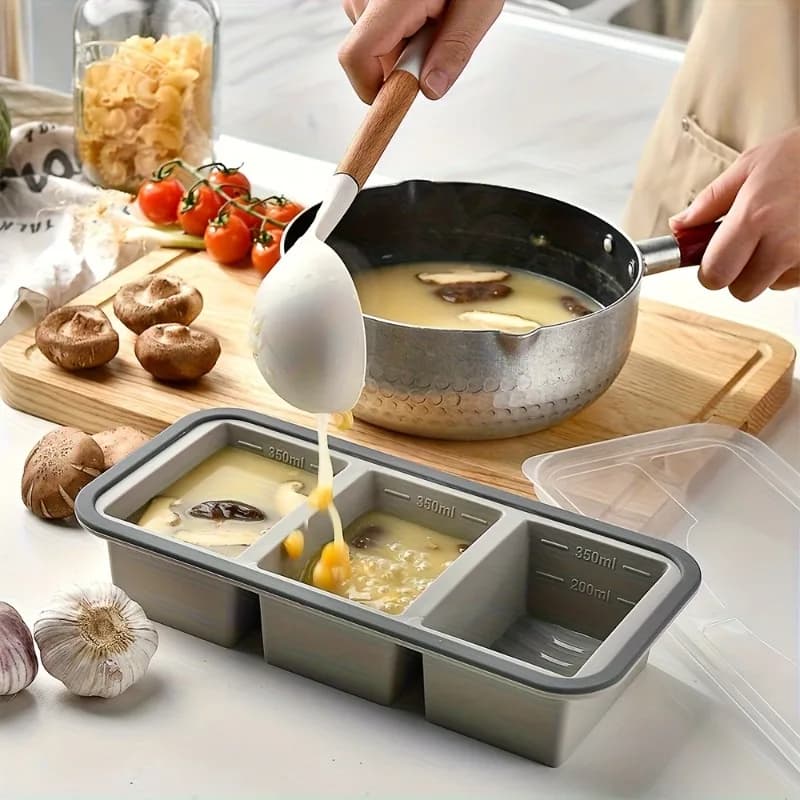 Contenitore per Alimenti Quadrato Extra Large, Design con Coperchio a Chiusura Ermetica - Perfetto per Preparazione Pasti, Congelamento Brodo e Organizzazione Frigorifero