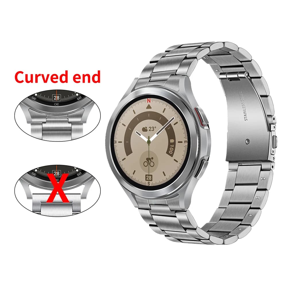 Curved end Stainless Steel No Gap Metal Band For Samsung Galaxy Watch 6 4 Classic 5 pro 45 44mm 40mm Replacement Strap Bracelet