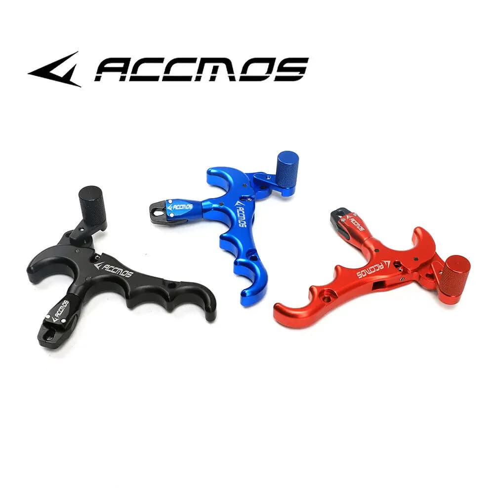 ACCMOS 4 Finger 360 ° Griffa a pollice in alluminio girevole per tiro con l'arco, regolabile, per rilascio arco compound