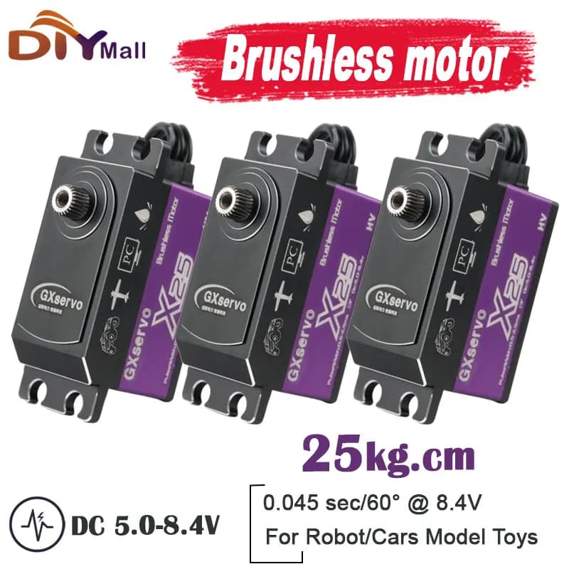 Premium X25 Short Body Digital Servo Metal Gear 180 270 360 Degree for Robot Cars Model Toys Brushless Motor