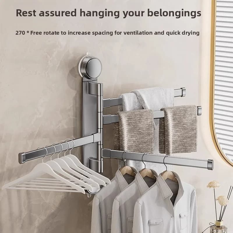 AOBT Ventosa senza perforazione bagno portasciugamani rotante bagno stendibiancheria multi-asta portasciugamani a parete