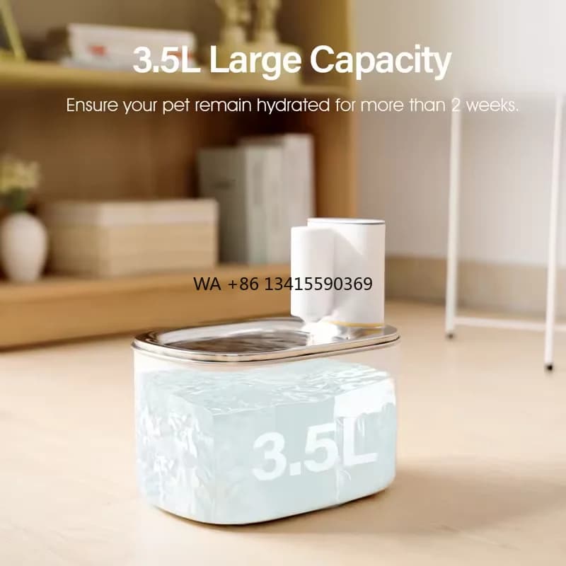 Fontana d'acqua per gatti intelligente per gatti all'interno Fontana d'acqua per animali domestici wireless Fontane d'acqua automatiche per gatti a batteria da 3,5 litri