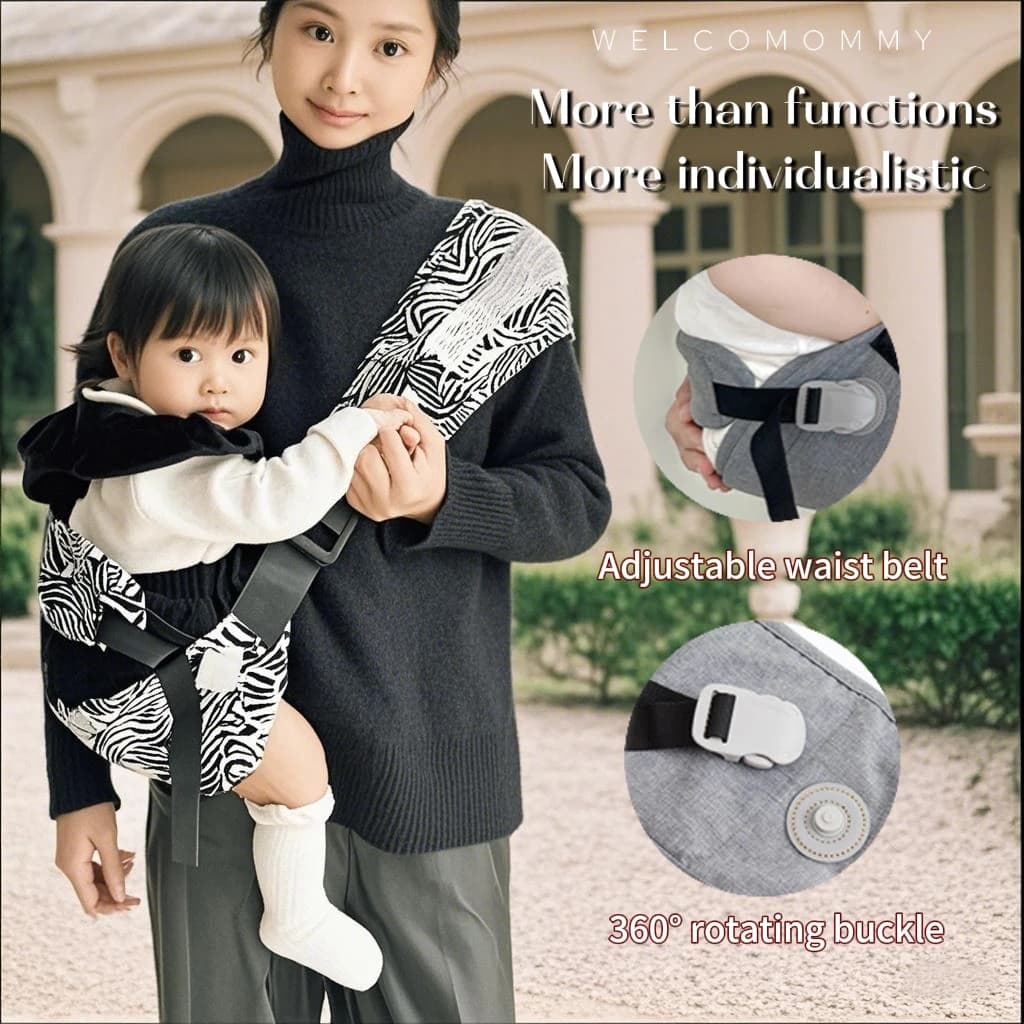 Marsupio portatile con fantasia con sgabello in vita e protezione, cinturino di sicurezza regolabile, tipo di tenuta anteriore, seggiolino per bambini