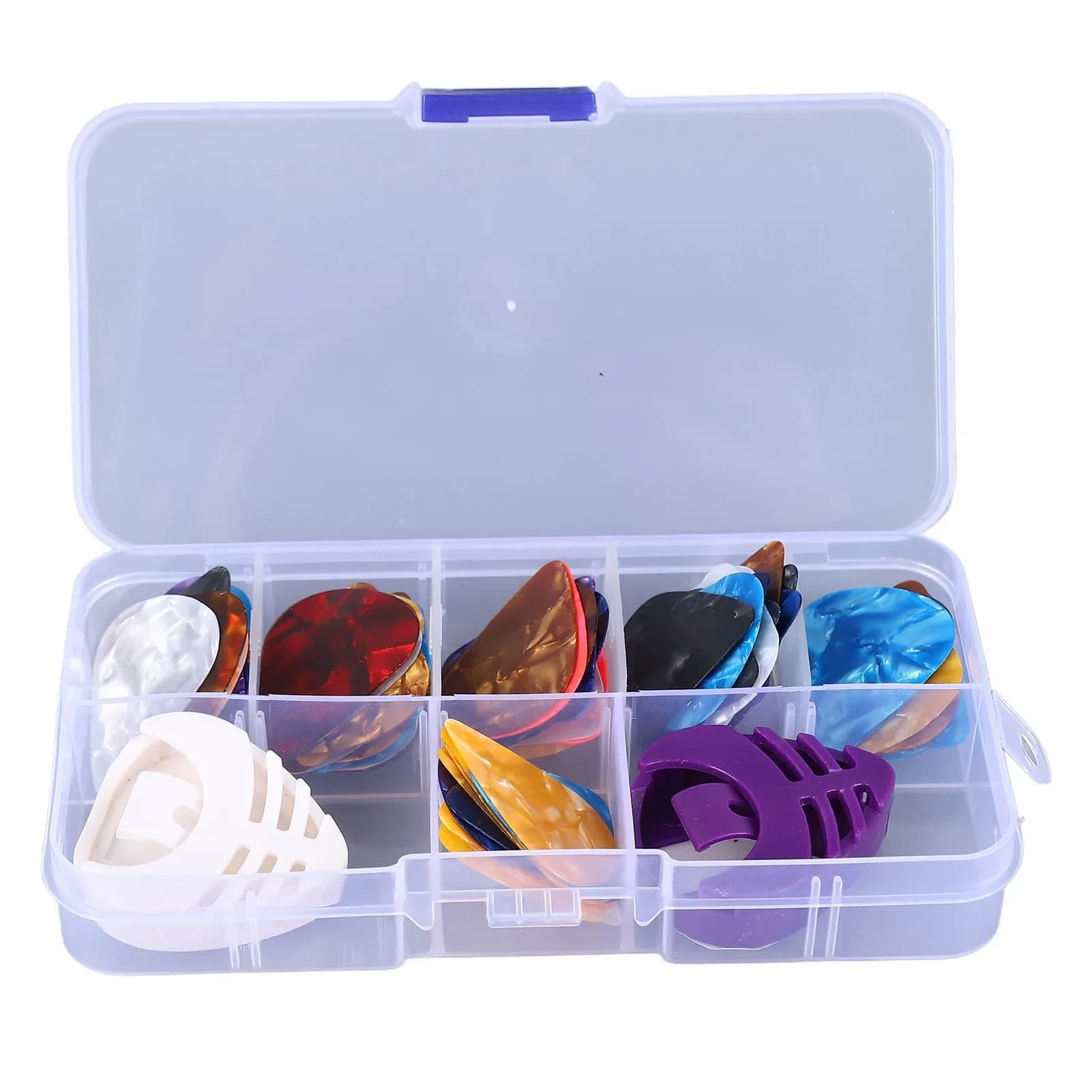 Set di plettri per chitarra acustica elettrica in celluloide colorato da 60 pezzi con custodia
