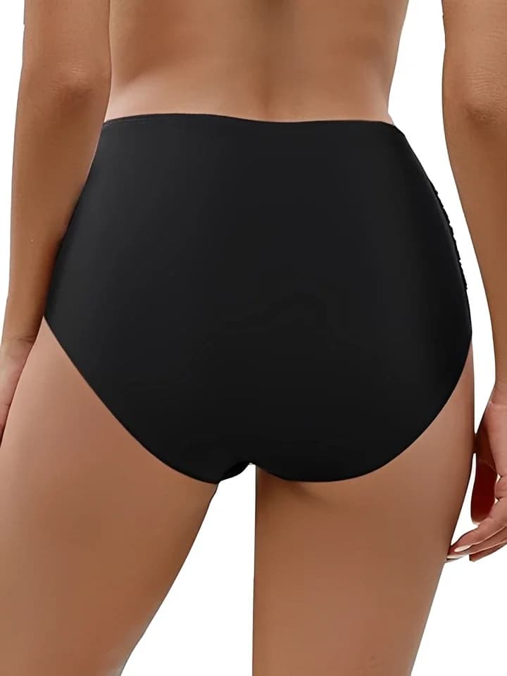 Costume da bagno nero a vita alta 2026 - Solo pantaloncini - Donna - Tinta unita - Pantaloncini da bagno femminili XXL