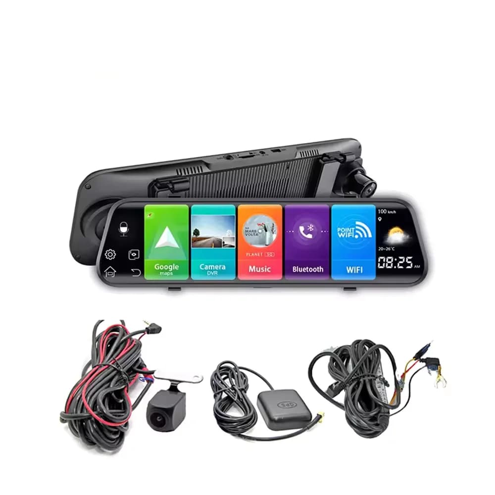 4K 10 inch driving recorder + 1080P Dash Cam rear view mirror Double lens Wifi GPS Parking Night vision.