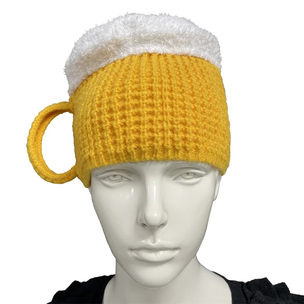 Cappelli in Lana Imbottiti a Forma di Boccale di Birra 3D, Caldi e Divertenti per Uomo e Donna, Decorazione per Feste, Regalo di Natale