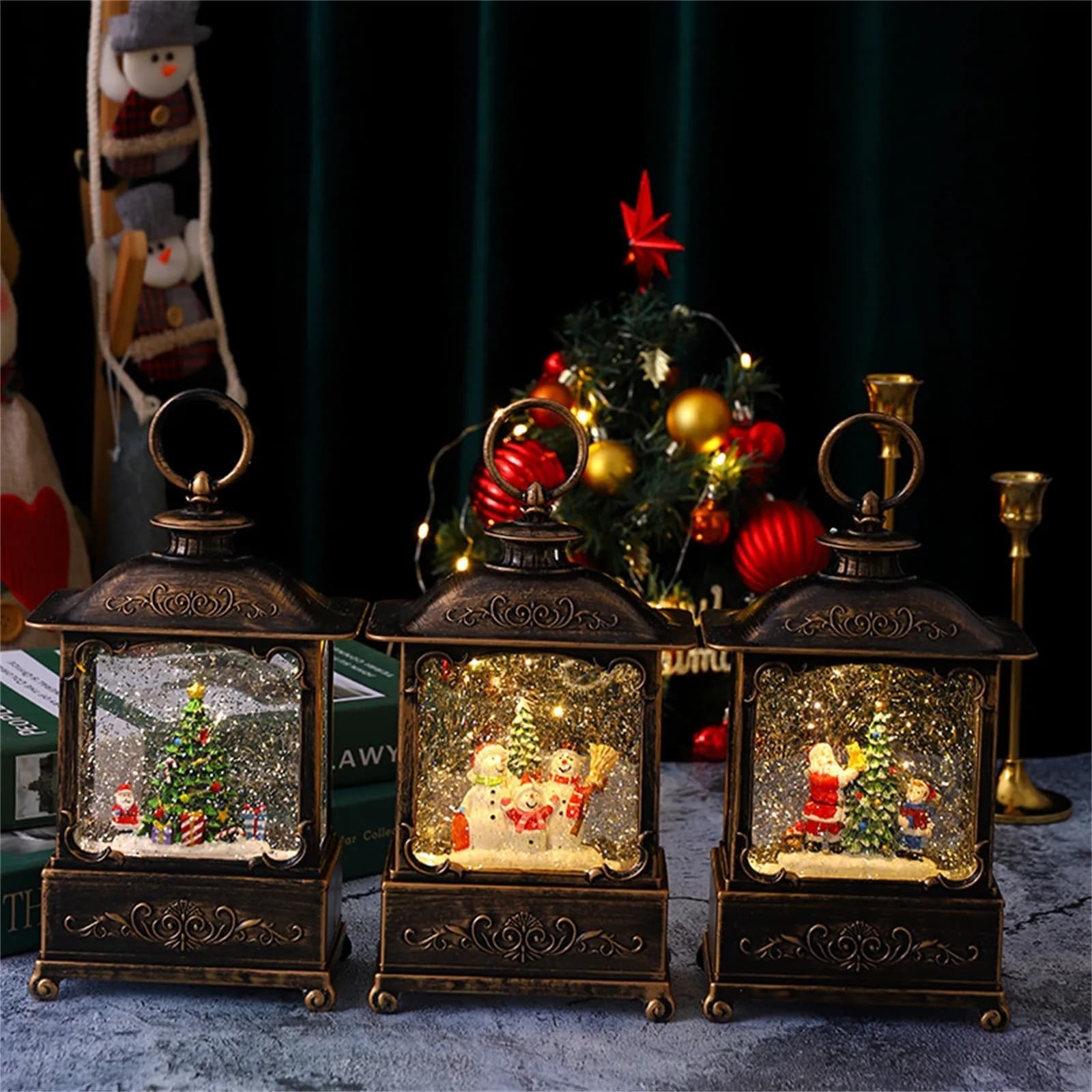 Natale scintillante carillon ornamento da tavolo lampada a vento di natale luce notturna giocattolo portatile per la decorazione del Desktop dell'interno di casa 300m