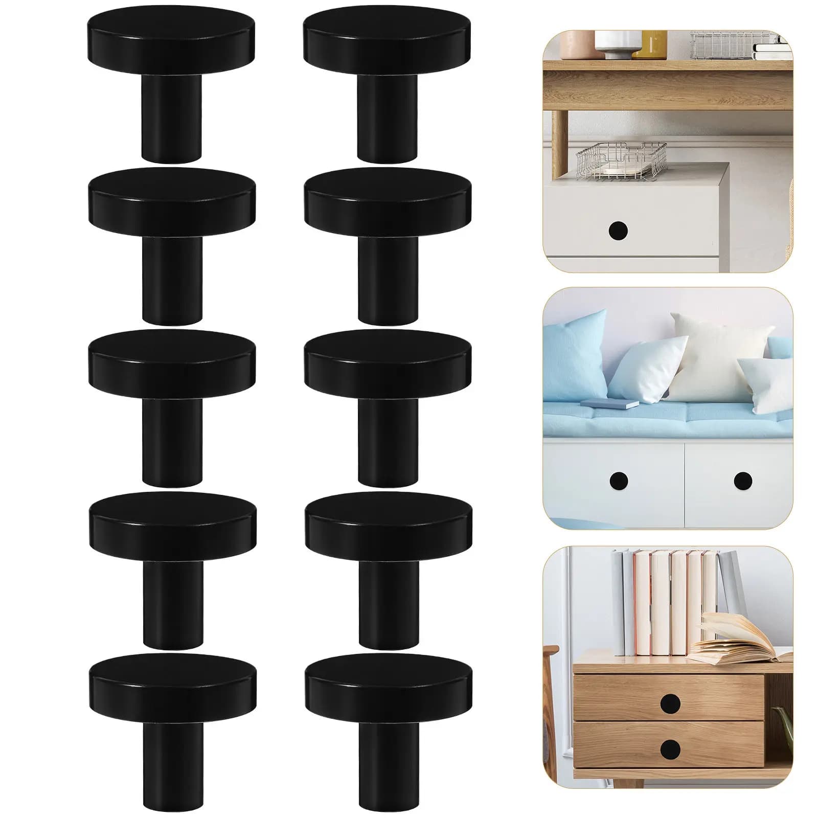 Set di 10 Piccoli Pomelli Moderni in Metallo per Cassetti, Armadi, Guardaroba, Credenze e Mobili da Cucina - Maniglie Decorative Facili da Installare