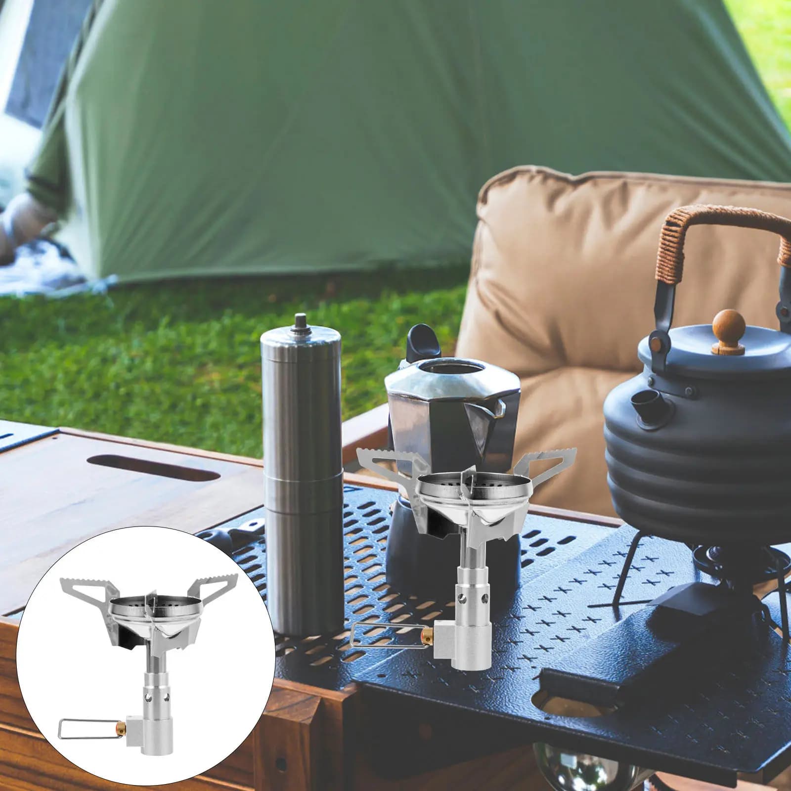 Detachable Portable Camping Stove Stainless Steel Lightweight Metal Burning Stove Outdoor Hiking Bbq Backpacking Cooker