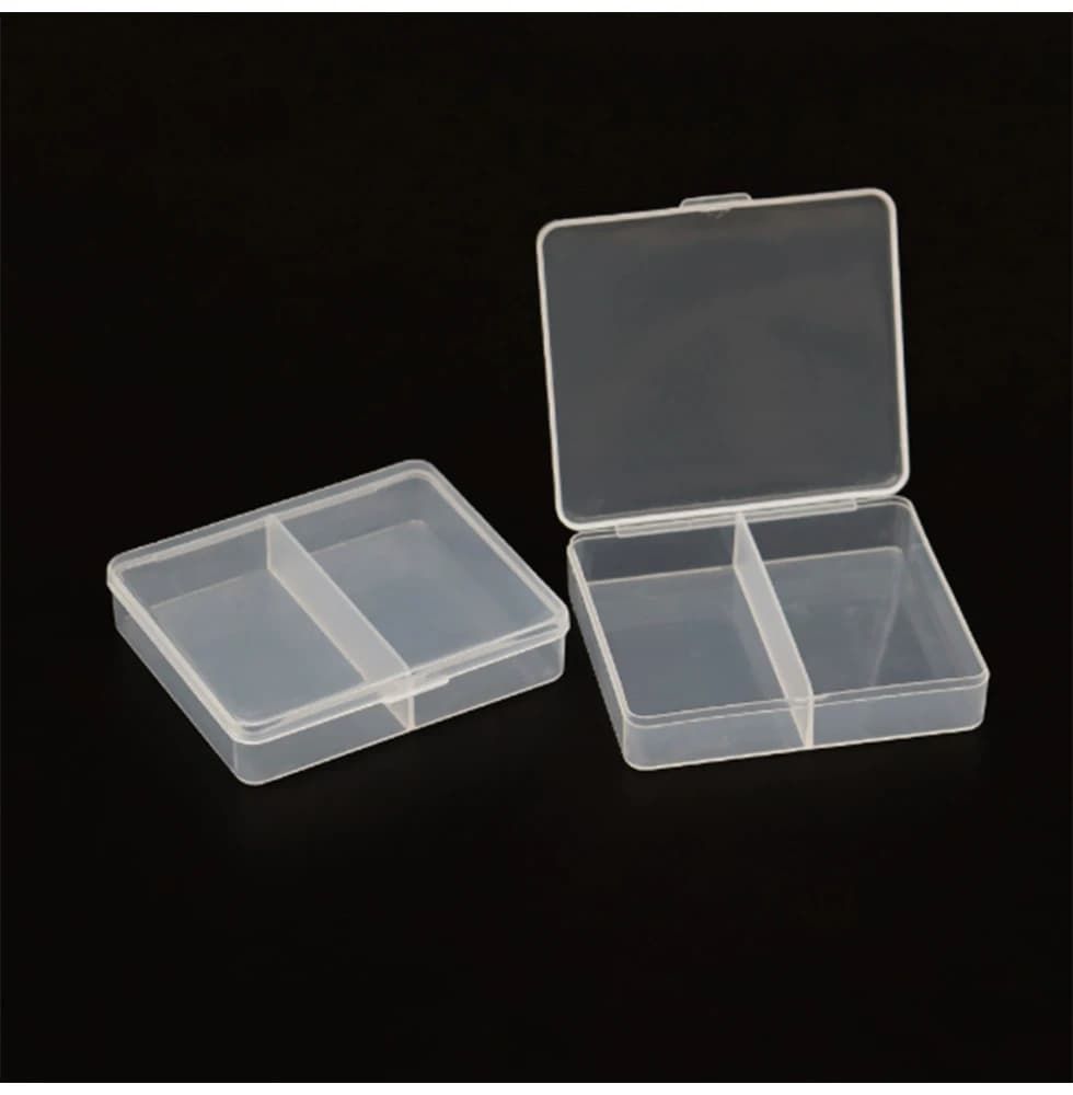 Transparent PP Double Grid Jewelry Fish Hook Parts Box 2-Grid Circular Needle and Thread Accessories Packaging, Storage and Orga