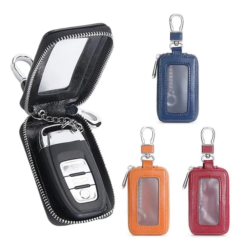 Leather Car Key Bag Unisex Key Protector KeyChain Multifunction Organizer Housekeeper Car Key Case Auto Remote Key Fob Pouch