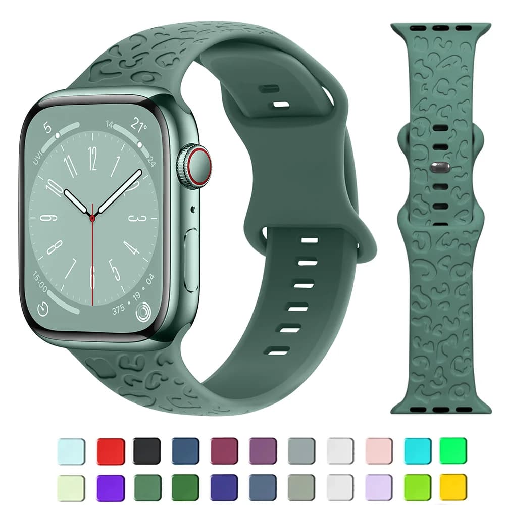 Cinturini incisi per cinturino Apple Watch ultra 2 49mm 45mm 44mm 42mm 41mm 40mm Bracciale leopardo in silicone per serie 9 8 7 se 3 6 5 4