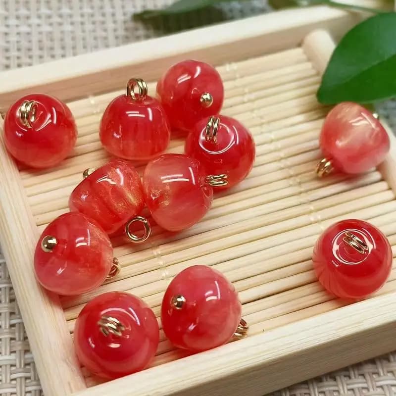 10 pezzi/set Bottoni a forma di mela da 11 mm in resina con gambo per vestiti, camicette, accessori per camicie, fai da te, artigianato, perline decorative fatte a mano