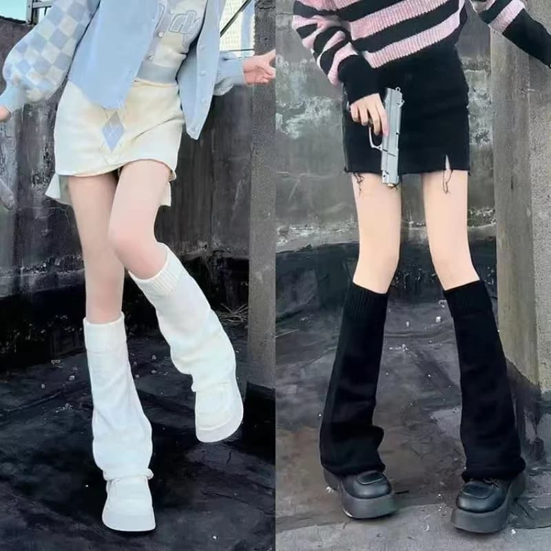 Lolita Girl Protezione per le gambe Coprigambe lavorato a maglia elastica Calzini lavorati a maglia in corno caldo Coprigambe per giochi di ruolo Calza autunno/inverno