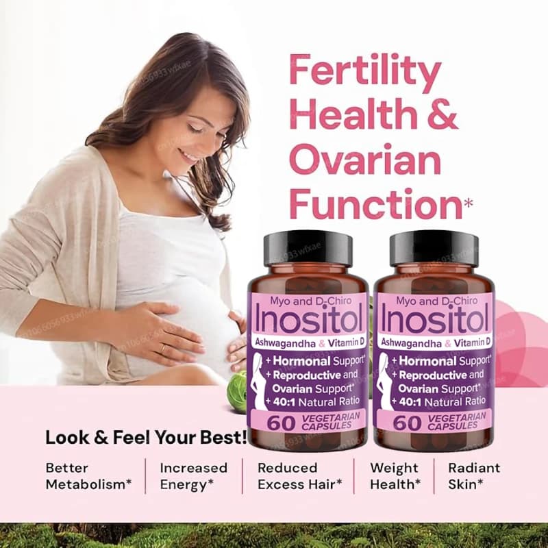 Inositol Capsules 40:1 Ration Hormonal Balance Vitamin D Female fertility supplement that regulates menstrual cycle Ovary Health