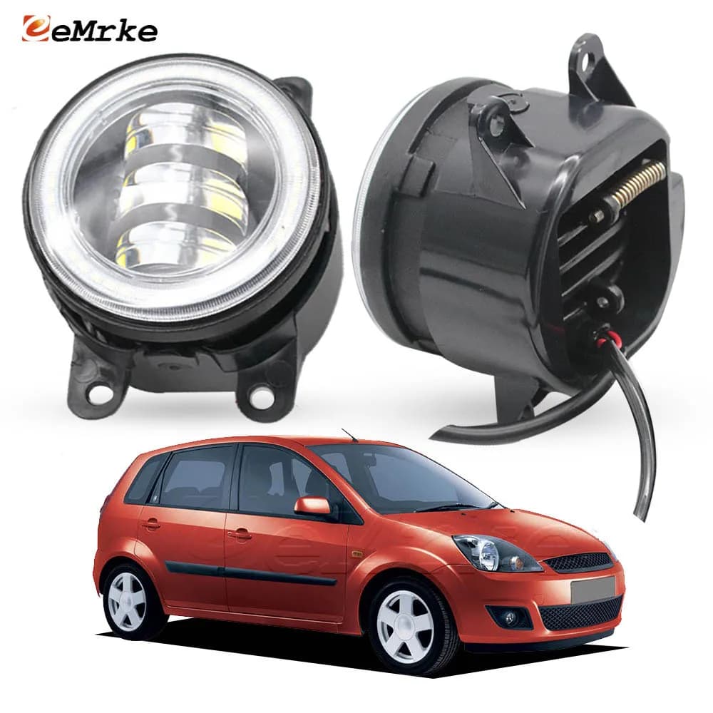 40W Led Fendinebbia Transparent lens for Ford Fiesta V / Fiesta ST 2005 2006 2007 2008 PTF front with Angel Eye DRL Daylight Ring