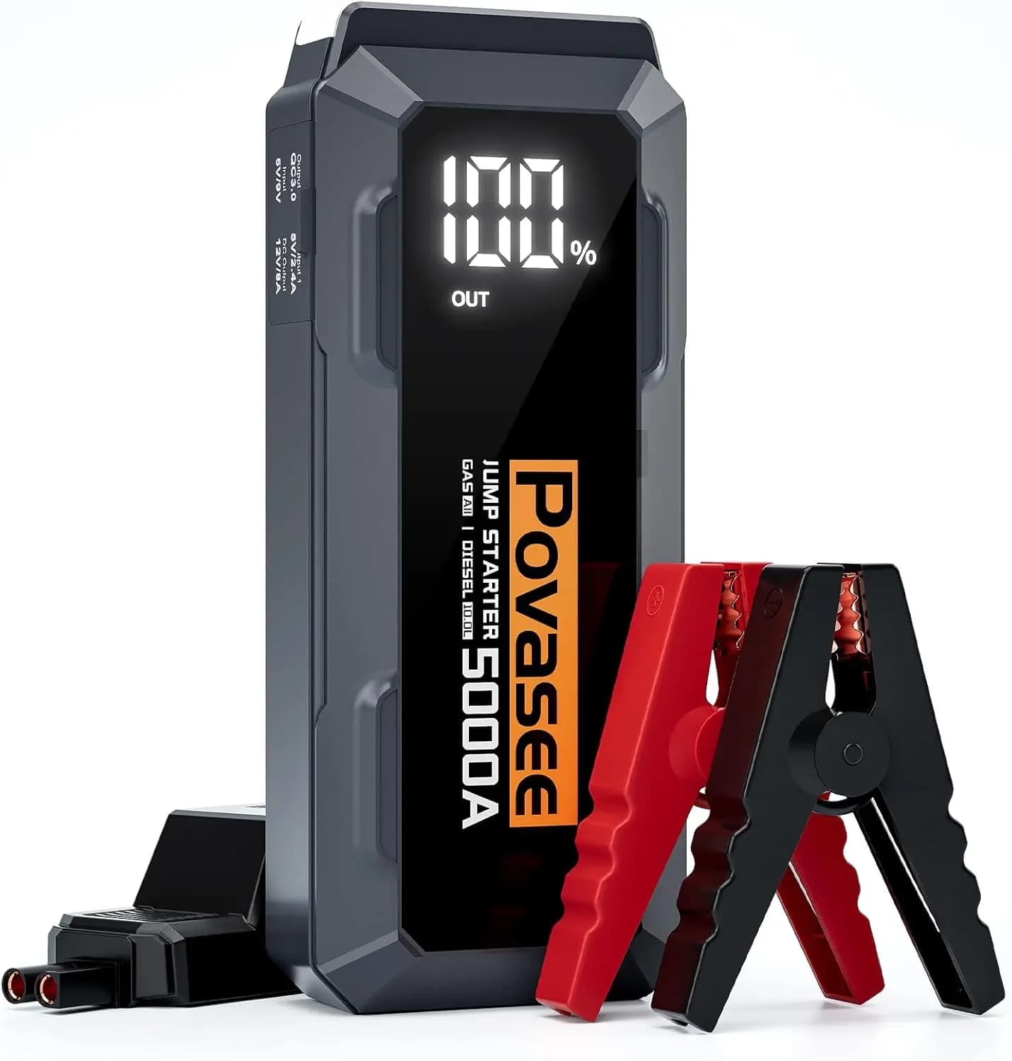 Avviatore d'Emergenza per Auto 5000A con Display LCD, Power Bank Portatile 12V per Motori a Benzina/Diesel