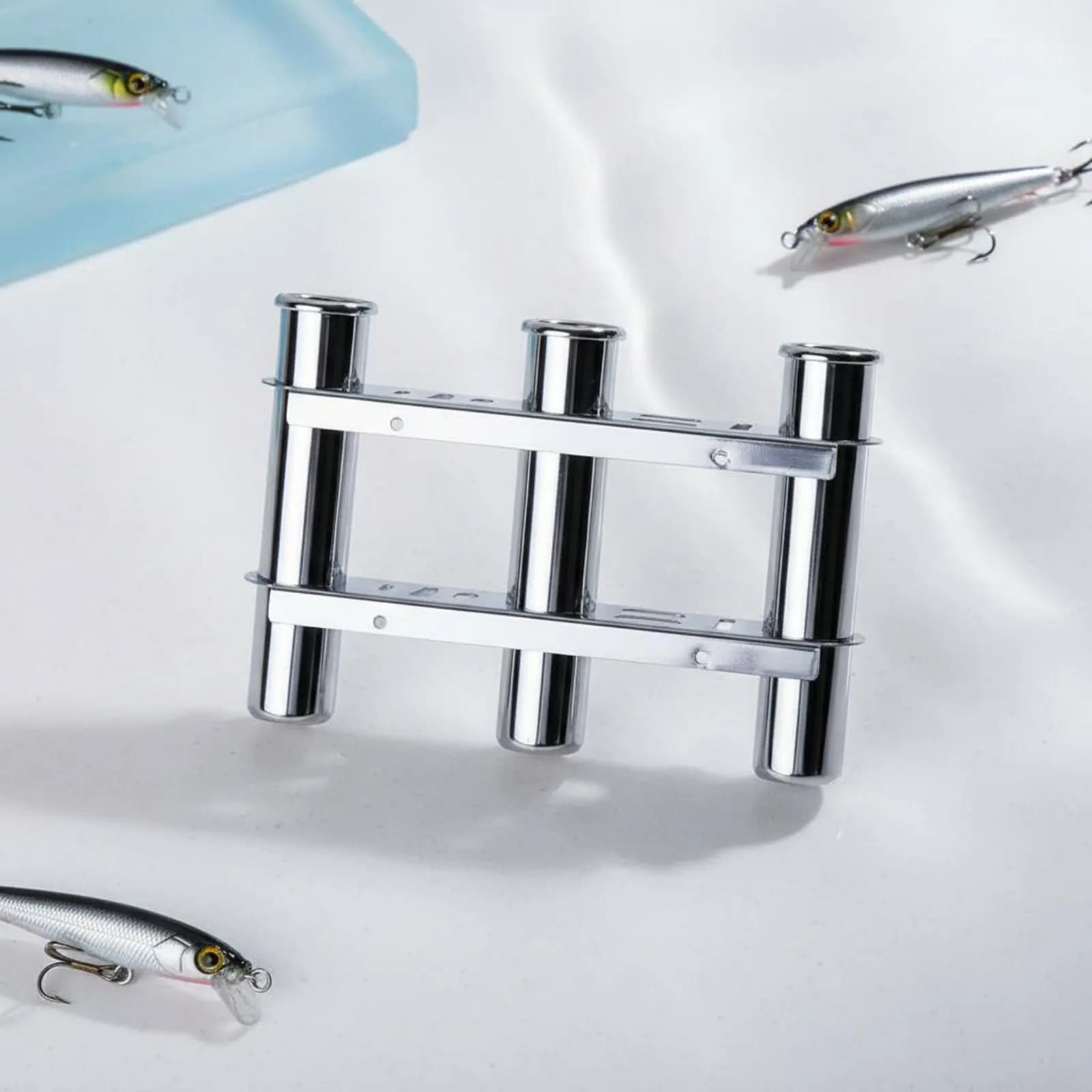 Portacanne da Pesca in Acciaio Inox a 3 Tubi, Robusto e Drenante Automaticamente, per Yacht e Imbarcazioni