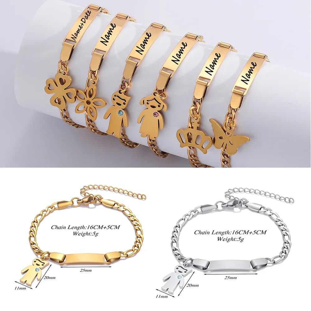 Bracelet with Custom Name for Women Custom Bracelet with Laser Engraved Letters With Stainless Steel Figar Mesh Chain