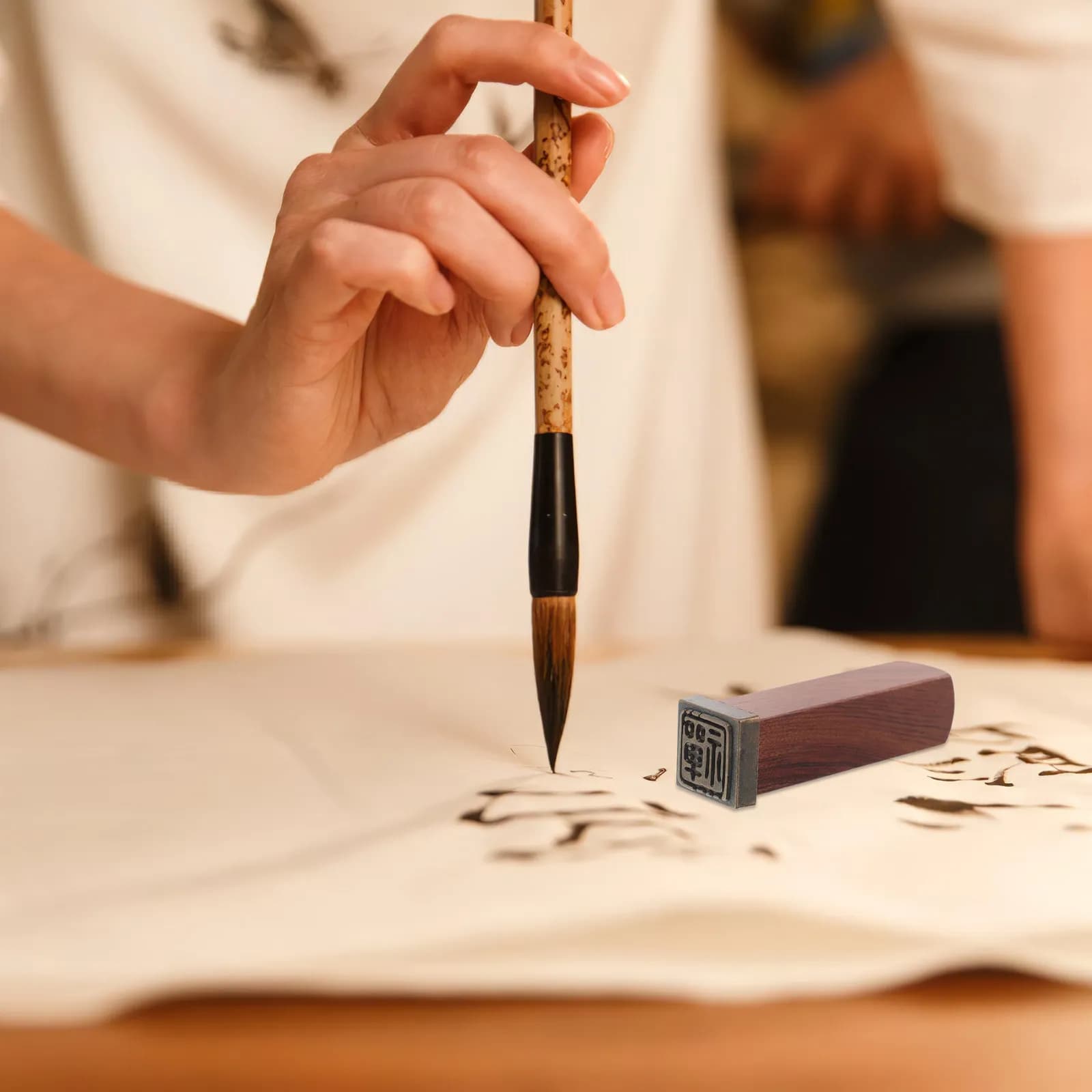 Hard Pen Calligraphy Stamp Set Black Sandalwood Zen Traditional Chinese Wood Engraving Seal Stamping Crafting