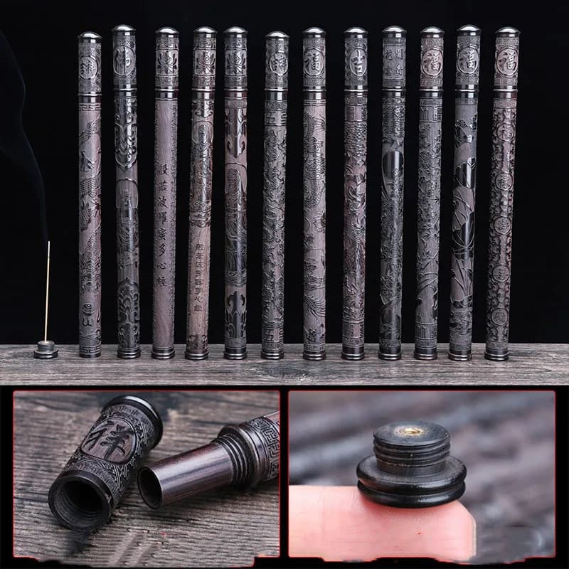 8g In Legno Solido Inciso Filettato Taglio del Filo Anti-allentamento Bastone di Incenso di Stoccaggio Tubo Vuoto Casa Portatile Accessori Per Incenso