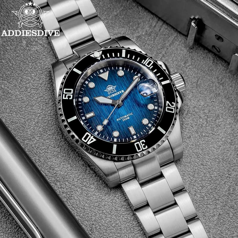ADDIESDIVE Top Brand Stainless Steel Men Watch Sapphire Glass Luminous 200m Waterproof Reloj Hombre Automatic Mechanical Watches