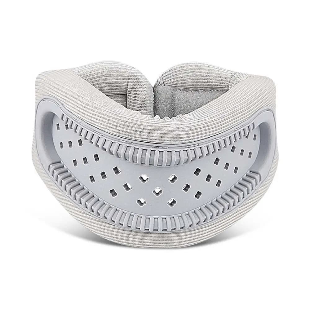 Collare Ortopedico Cervicale, Cuscino per Trazione Cervicale, Supporto per il Collo, Fascia di Fissaggio in Silicone Grigio per Uso Domestico