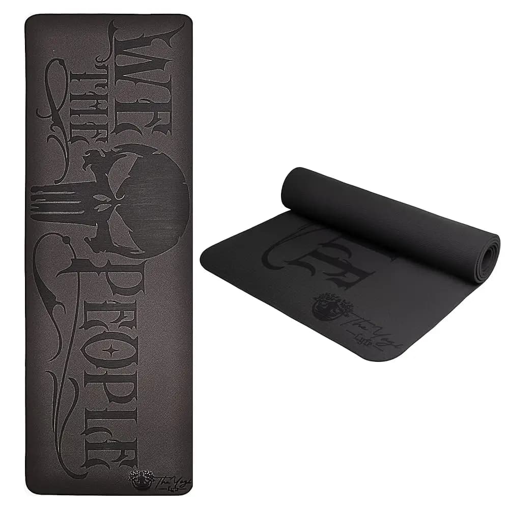 Tappetino da yoga Hero Lyfe – Incisione teschio “We the People”, TPE nero antiscivolo, 72 x 24 x 6 mm, Tappetino fitness patriottico per veterani