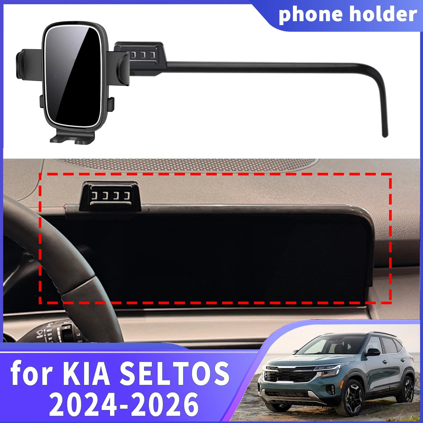 Supporto per telefono e navigatore personalizzato per KIA SELTOS 2024 2025 2026 - Accessori auto
