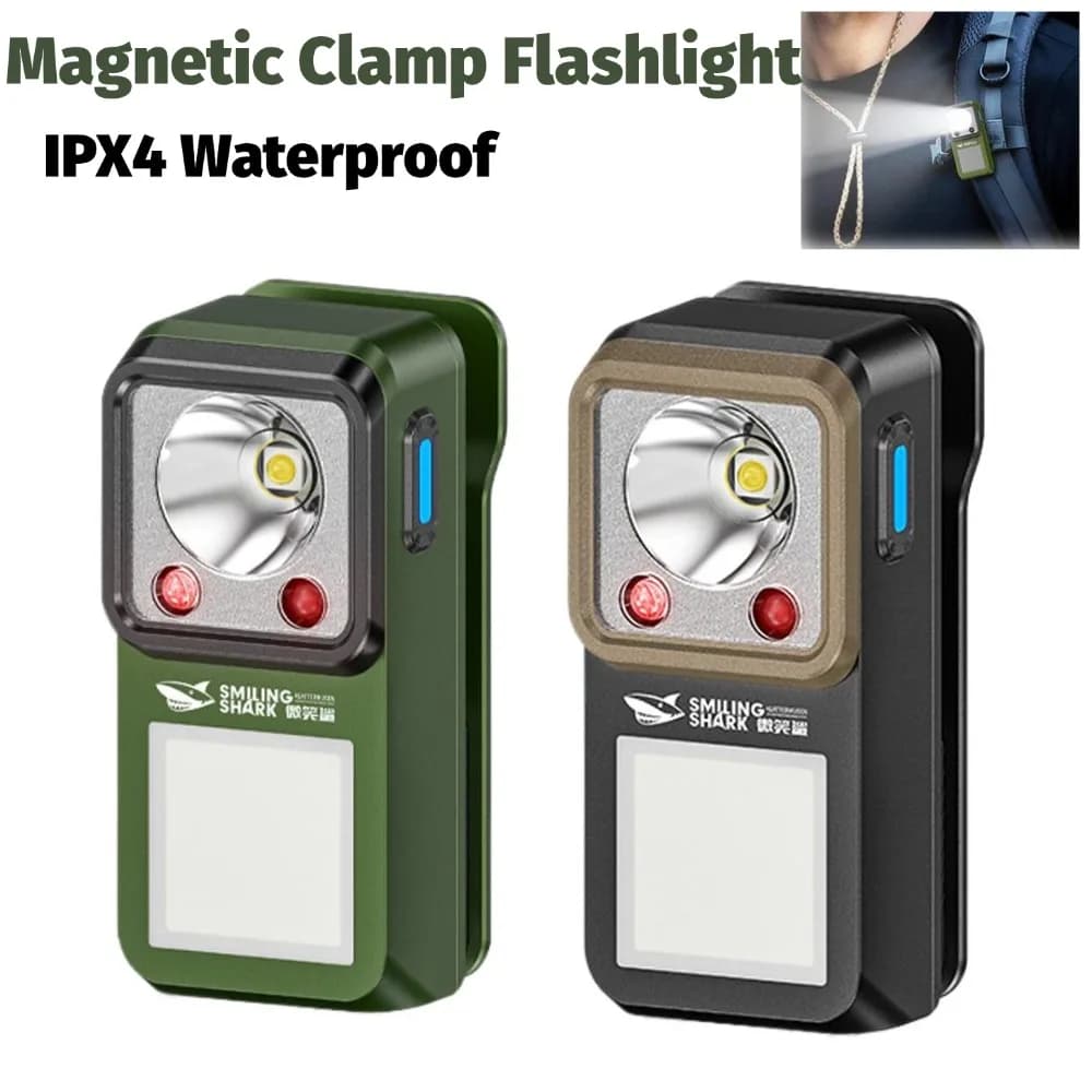 Torcia LED Magnetica con Clip, Illuminazione a Lunga Durata per Esterni, Lampada da Lavoro e Emergenza, Ricaricabile, per Campeggio ed Escursionismo