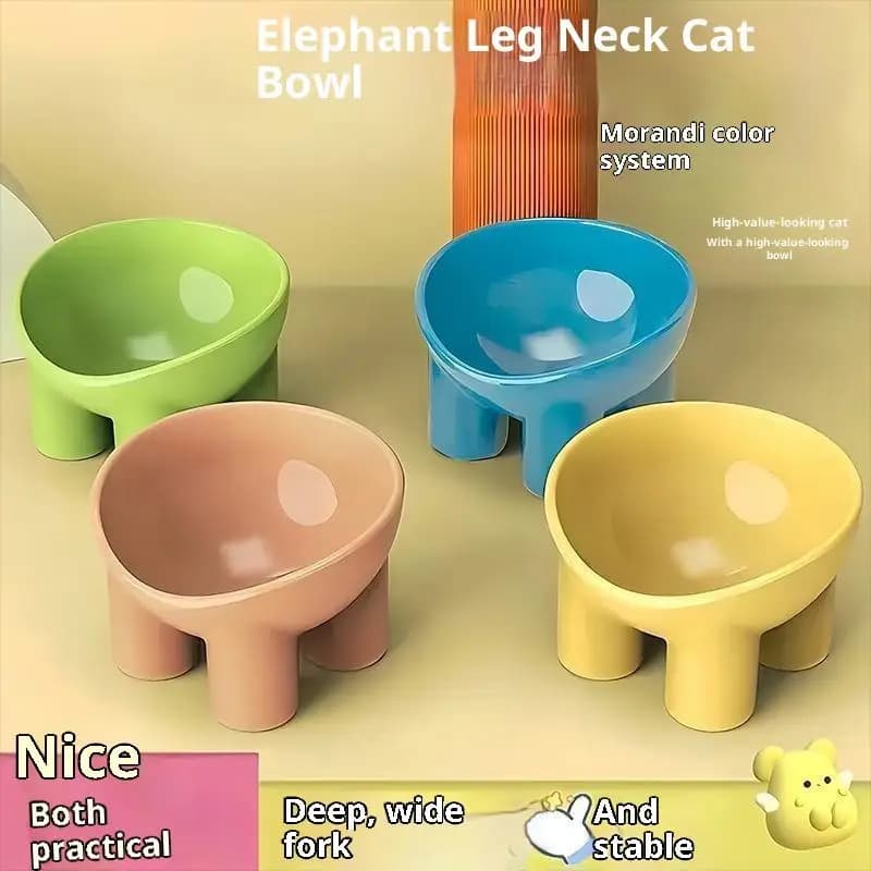Ciotola Rialzata per Gatti con Supporto - Ciotola in Plastica Resistente per Cibo e Acqua, Design Moderno Ergonomico per Gatti e Cani