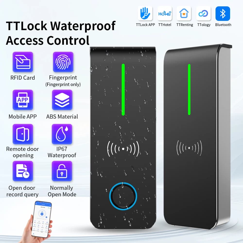 AN90-TT IP67 Waterproof TT-lock Smart Lock Access Control Keypad Outdoor Fingerprint Passcode Bluetooth 13.56Mhz Card App Unlock