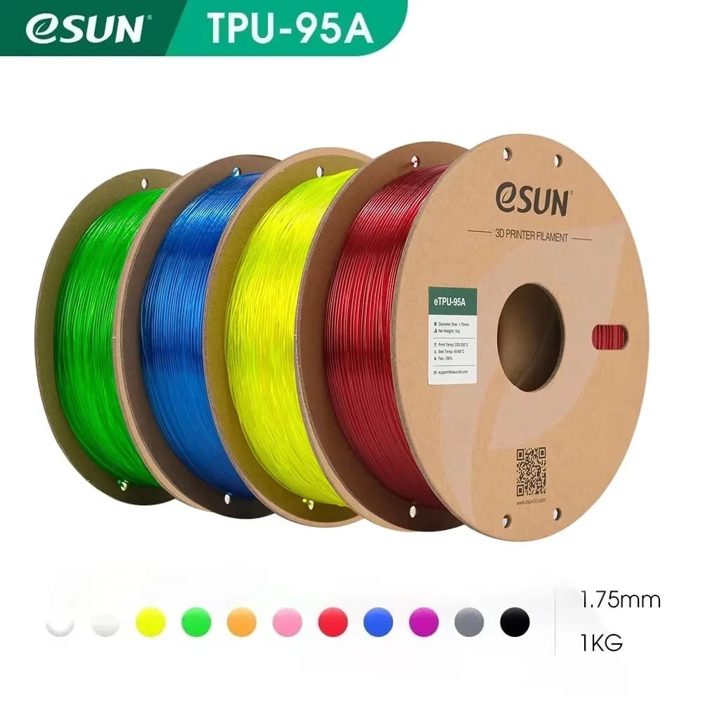 eSUN Filament TPU Flexible from 1.75 mm, 3D Printer Filament TPU 95A 1KG 2-pound Bobbin 3D Printing Material for 3D Printers TPU 95A
