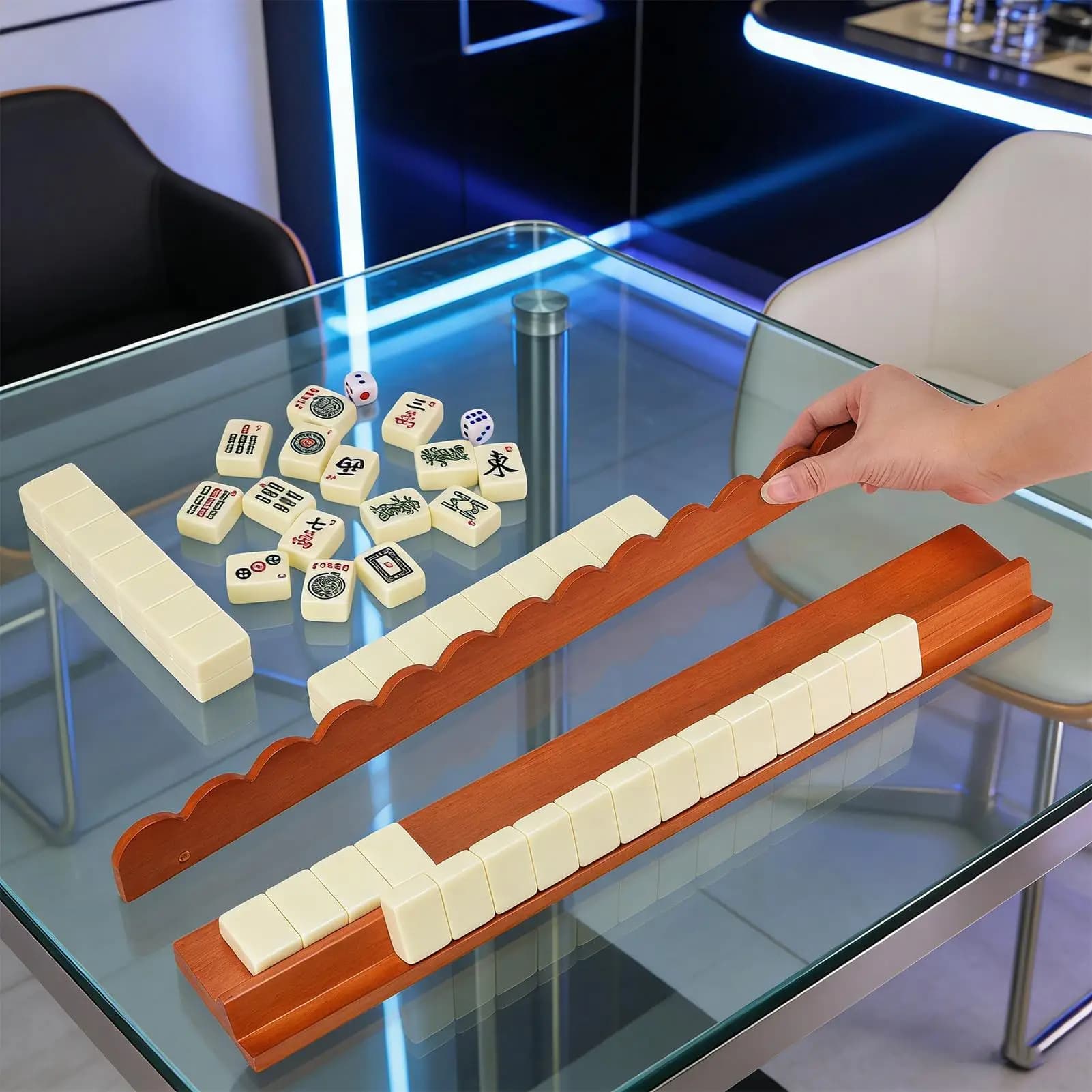 Supporti per Mahjong con Spintori, Set da 4 Pezzi, Supporti Magnetici in Legno per Tessere Mahjong e Spintori per Gioco, Natale, Viaggi, Casa