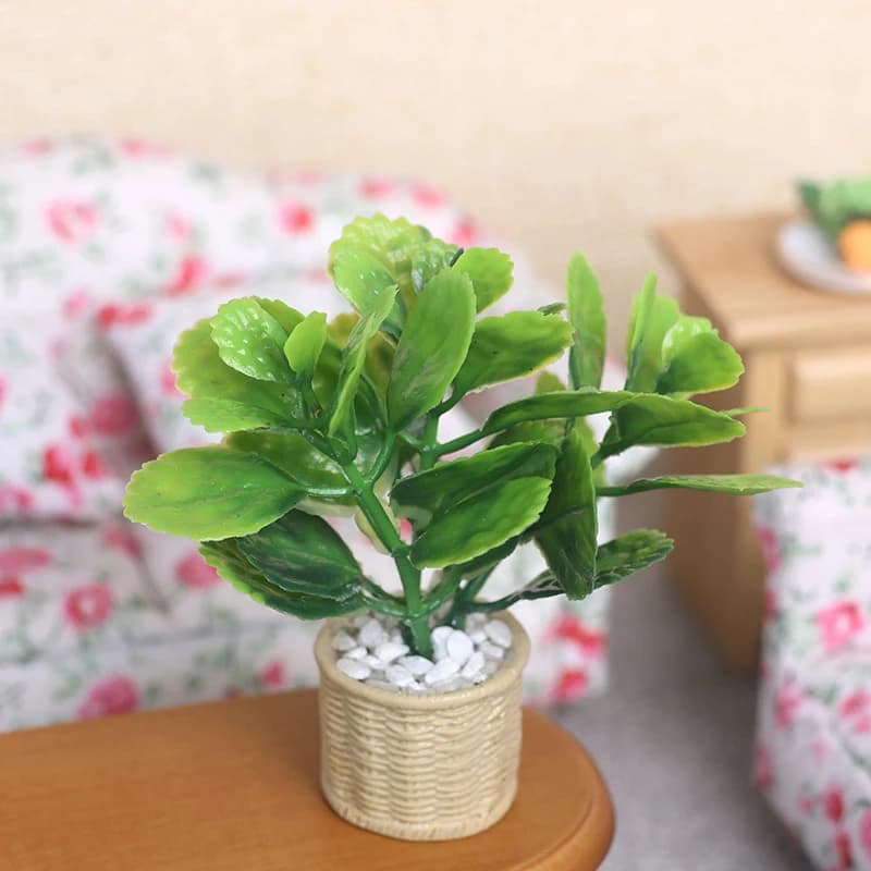 1Pc Miniature Doll House Green Plant Pot Tree Model Mini Simulation Flowers Vase Ornaments Model Home Garden Decor Toys