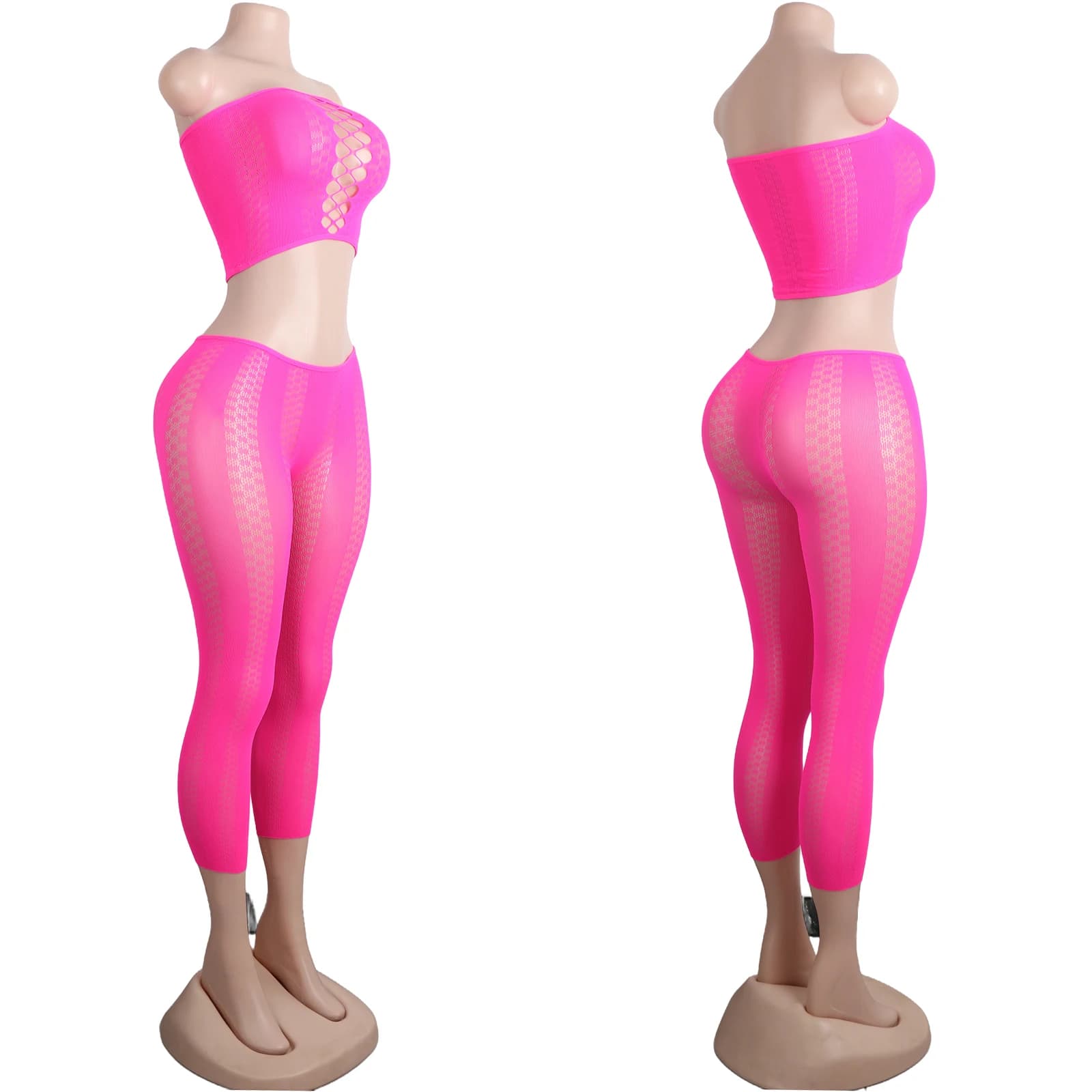 Costume da Ballo in Rete con Doppio Set, Abbigliamento Aderente per Adulti, Outfit per Night Bar, Pole Dance, Costume da Palcoscenico con Strass