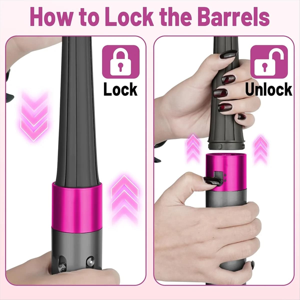 A12R Long barrel conical attachment for Dyson Airwrap HS01 HS05, 20 mm-36 mm automatic curling iron and purple waves