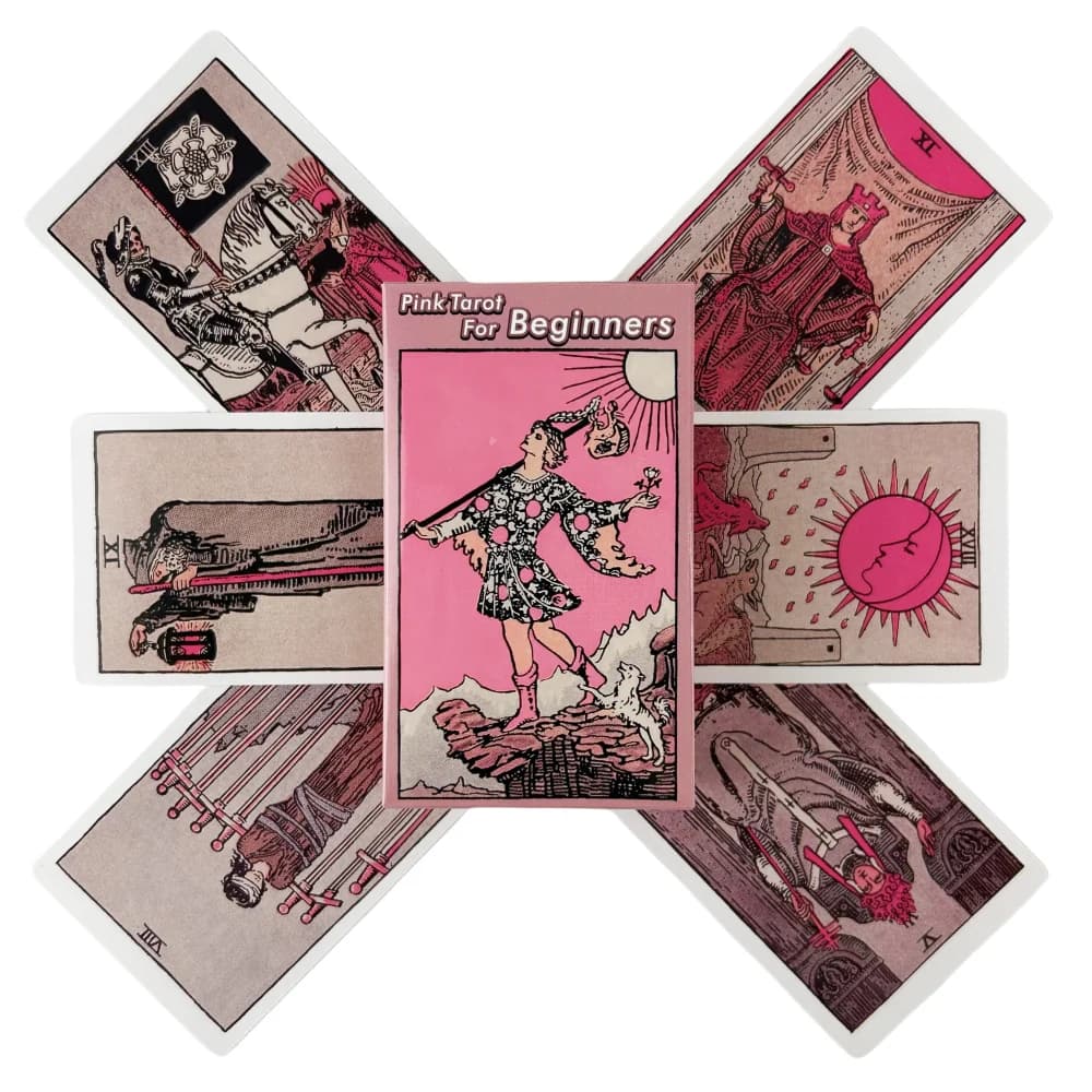 Pink Rider Tarot Cards Deck Set for Beginners Prophecy Divination Deck Family Party Board Fate Card Fortune Telling Game