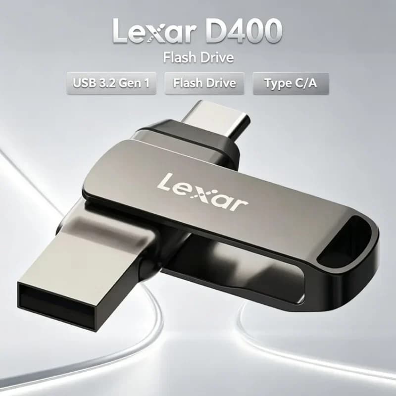 Lexar D400 Dual Slot Dual Drive USB Flash Drive 32GB 64GB 128GB 256GB Type C/A USB 3.2 Gen 1 For PC/Mac