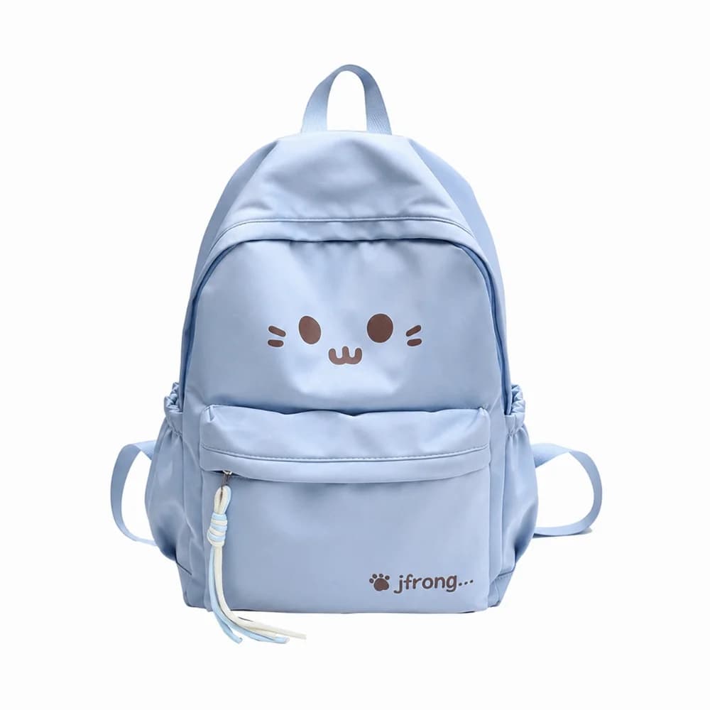 Fashion Cute Print Travel Backpack Nylon Solid Color Student Schoolbag Multi-pocket Large Capacity Laptop Daypack
