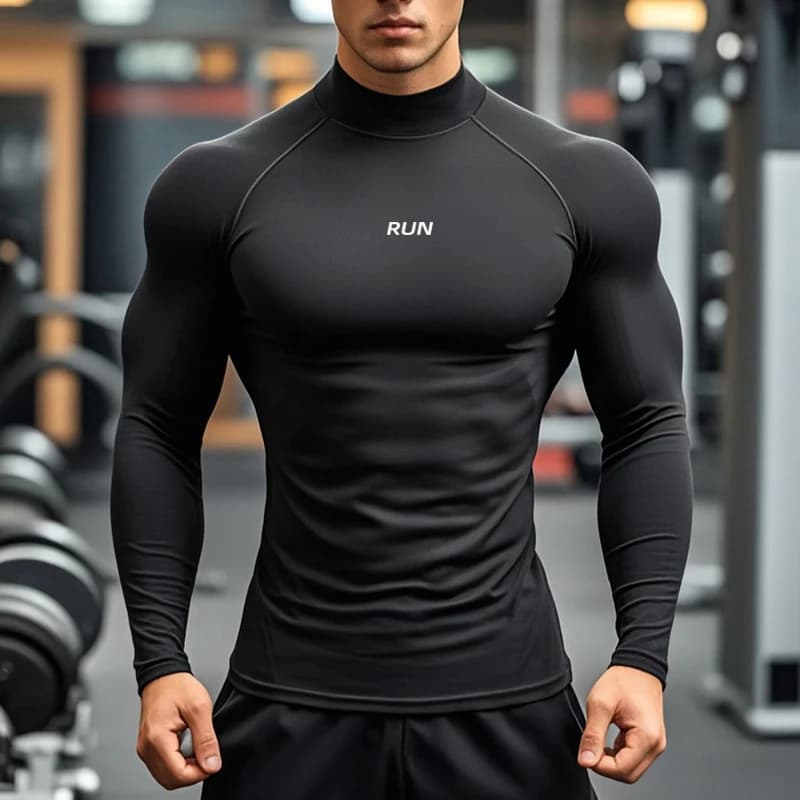 Men's Running Shorts T-Shirt Long Sleeved Fast Drying Spring Aurumn Compression Shirt Sport Fitness Top Attached Tees