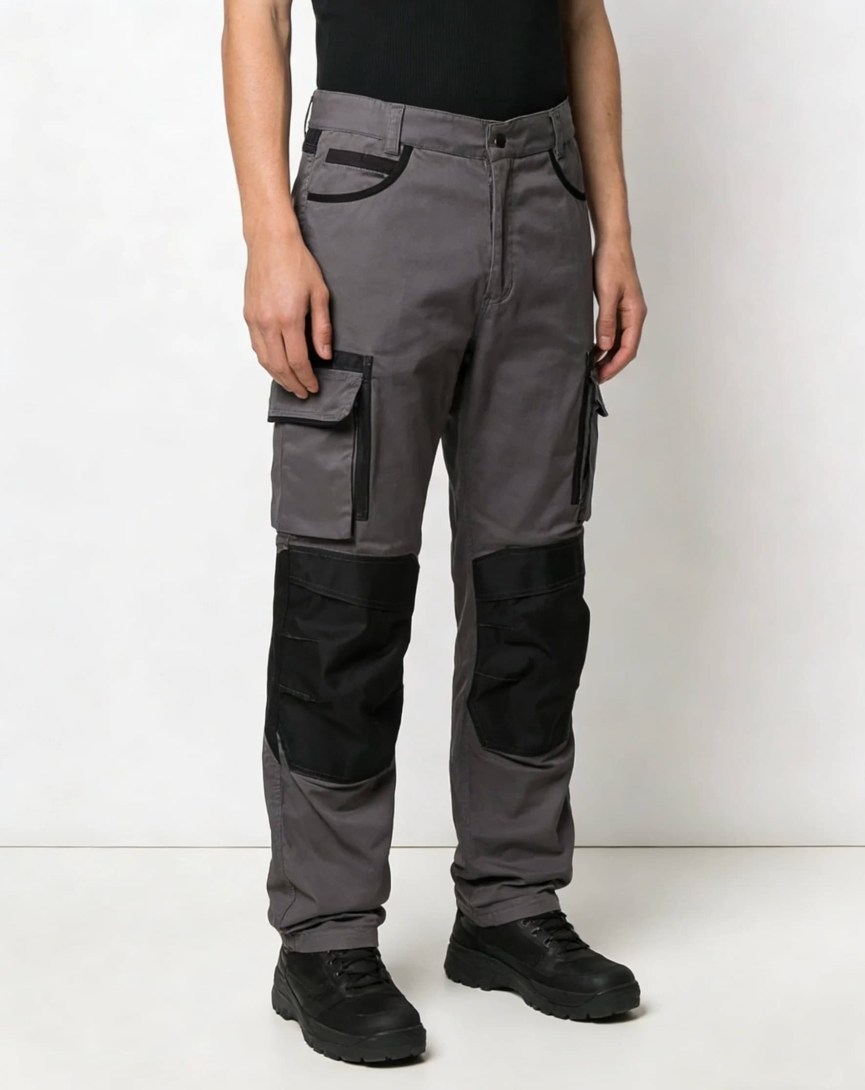 Pantaloni da Lavoro Cargo per Uomo, Uniformi con Tasche per Ginocchiere, Tessuto Resistente, Vestibilità Comoda per Professionisti