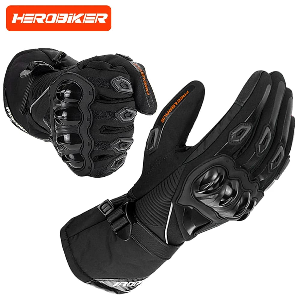 Guanti da moto invernali Guanti da moto fuoristrada da uomo impermeabili e caldi Guanti da equitazione riflettenti con dita intere touch screen