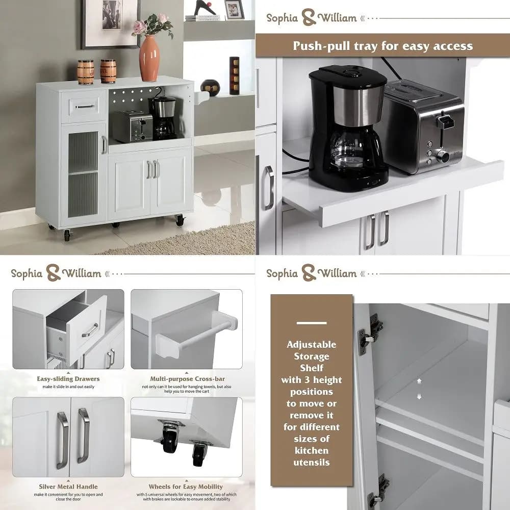 Kitchen Islands with Storage, Kitchen Island Cart with Trash Can Storage Cabinet, Rolling Kitchen Island Table with Drop Leaf a