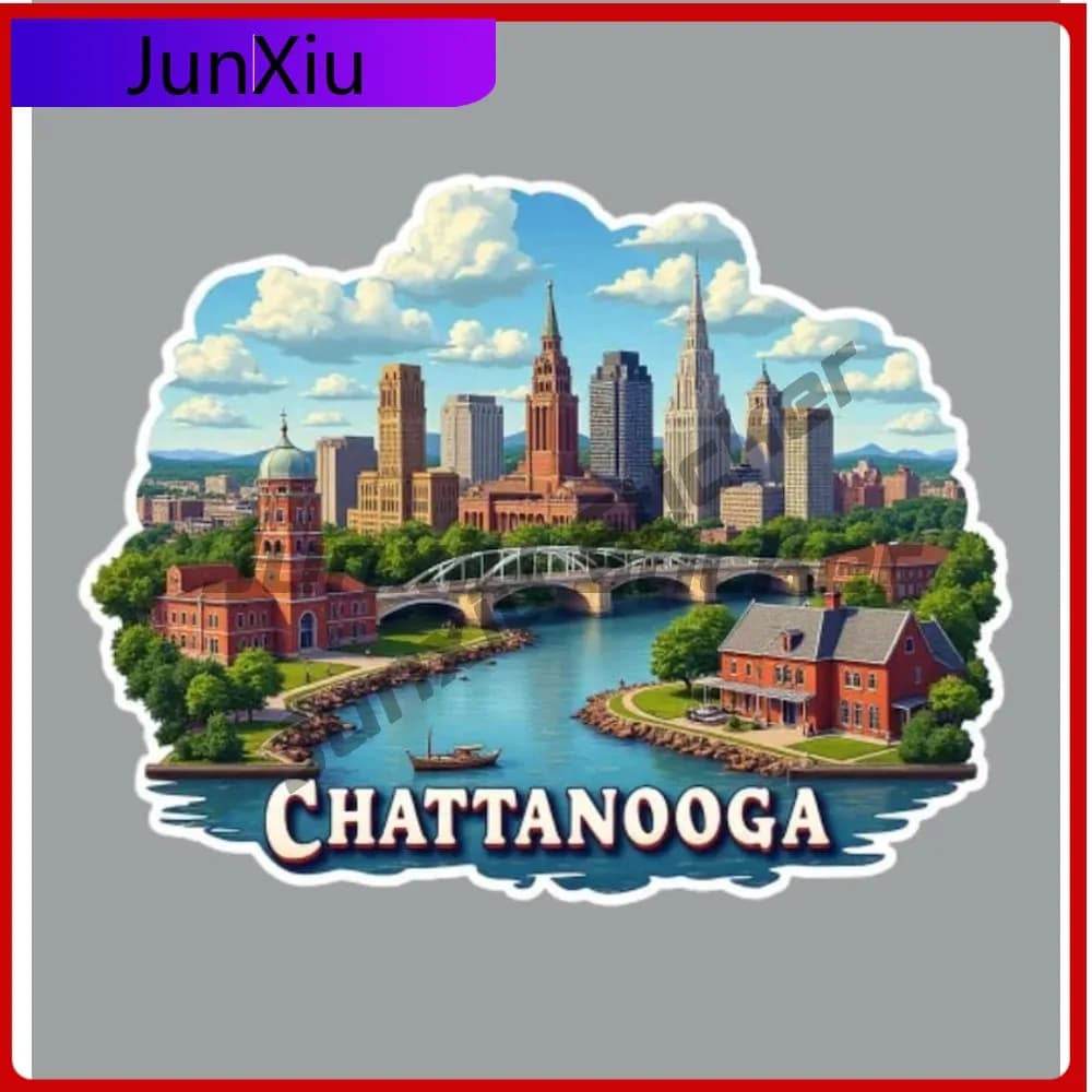 Chattanooga Tennessee Vacanza Bagagli Kayak Refit Adesivo Adesivo per auto da campeggio Decalcomanie per tende Avventura Adesivi per moto Windows