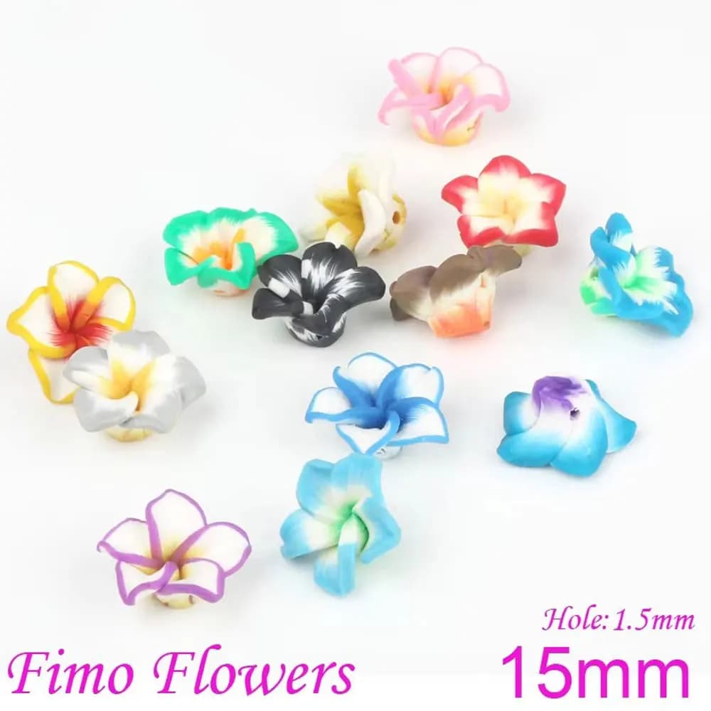 15mm 12 pz/lotto Perline, Polimero Misto Morbido Argilla ceramica 5 foglie Fiore Del Distanziatore Branello Allentato Gioielli FAI DA TE Che Fanno Accessori